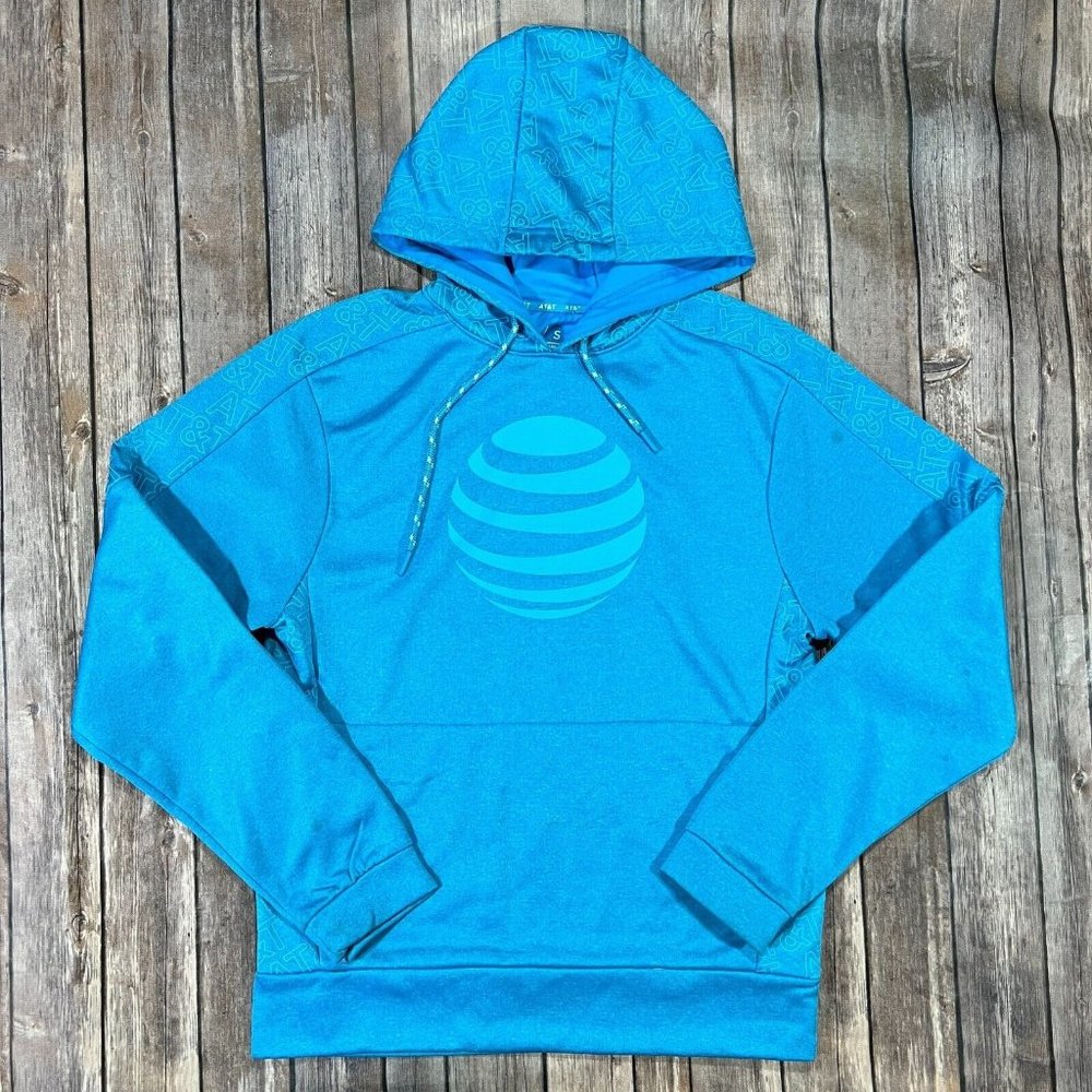 AT&T Employee Uniform Hoodie Performance Sweatshirt Small Mens Blue ATT